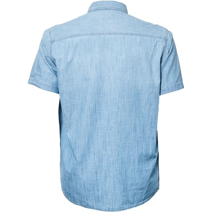 Replika chambray overhemd korte mouw, l.blauw