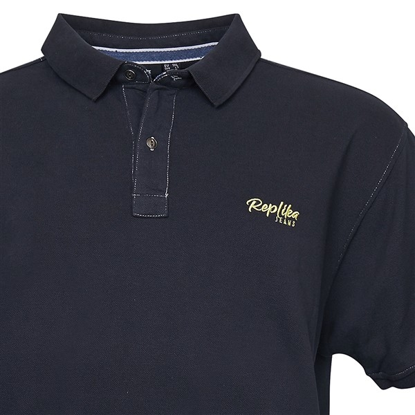 Replika Jeans Effen polo pique m. logo, zwart