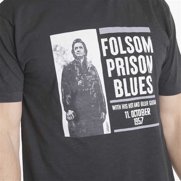 Replika T-shirt Johnny Cash, zwart/grijs