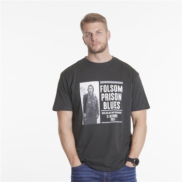 Replika T-shirt Johnny Cash, zwart/grijs