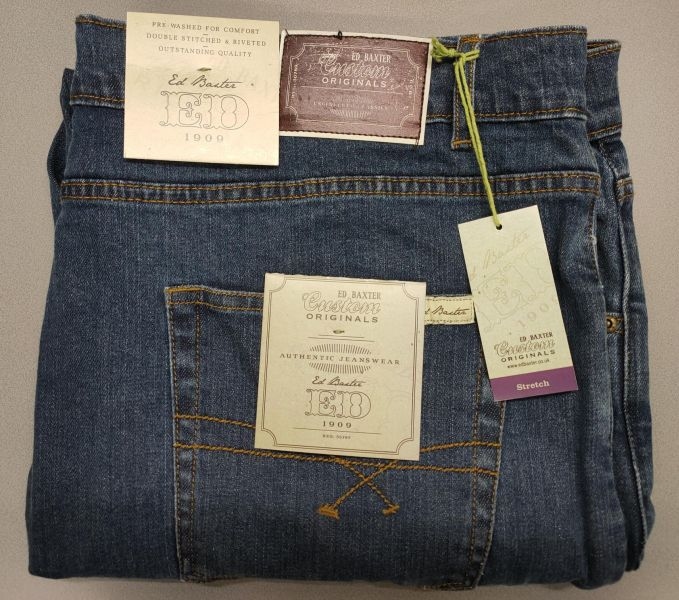 Stretch denim jeans Mistral m. hoge taille, stone wash