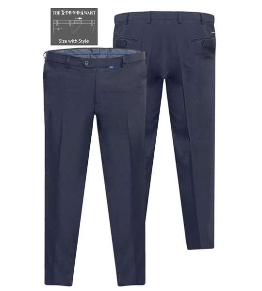 Terlenka broek m. rekbare taille, navy blauw