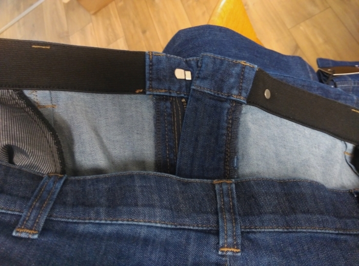 Zomer chino denim m. elastiekboord, jeansblauw