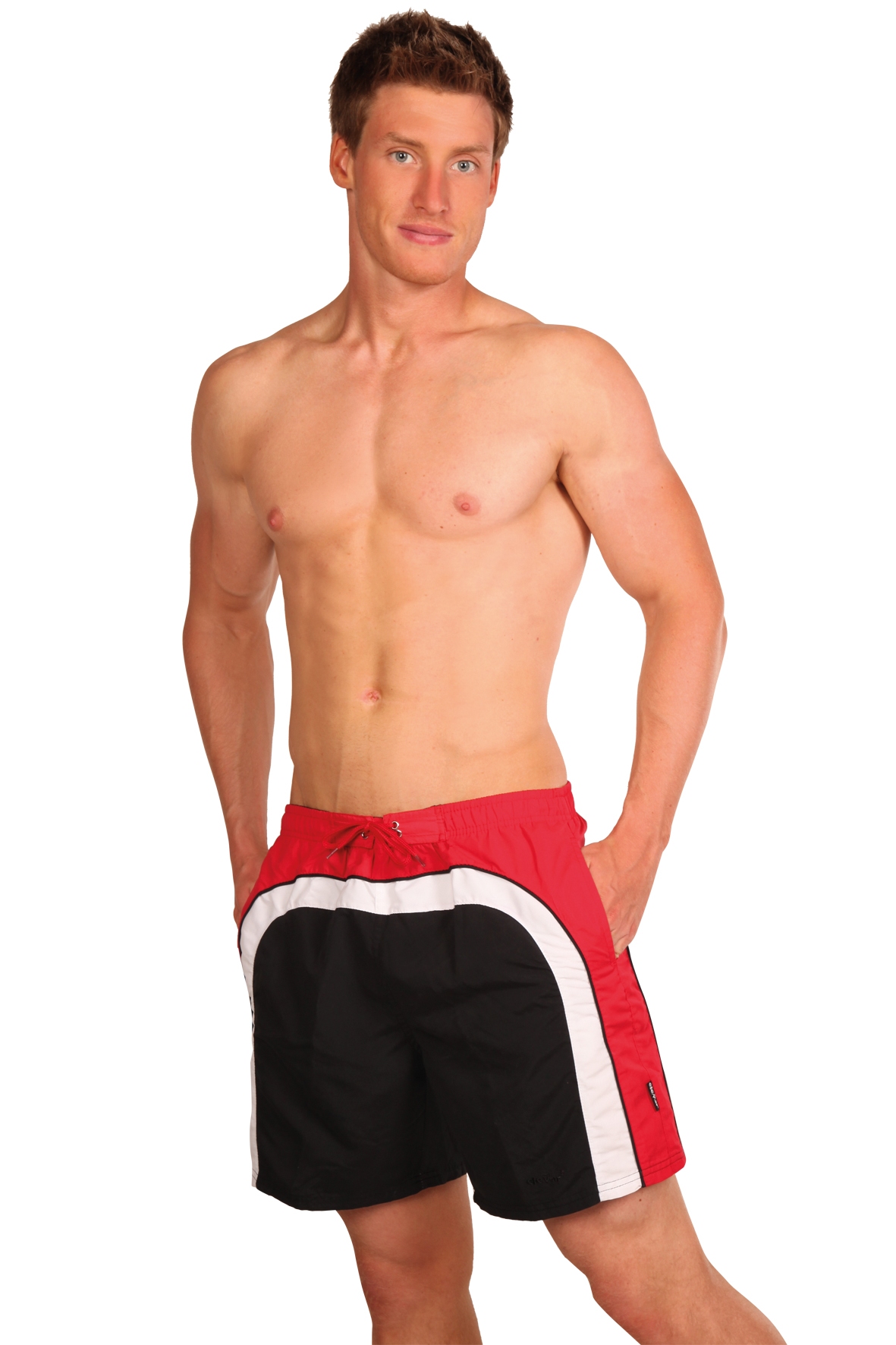 Zwemshort, zwart/wit/rood